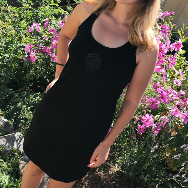 Ladies Flower of Life Tank Dress - Black